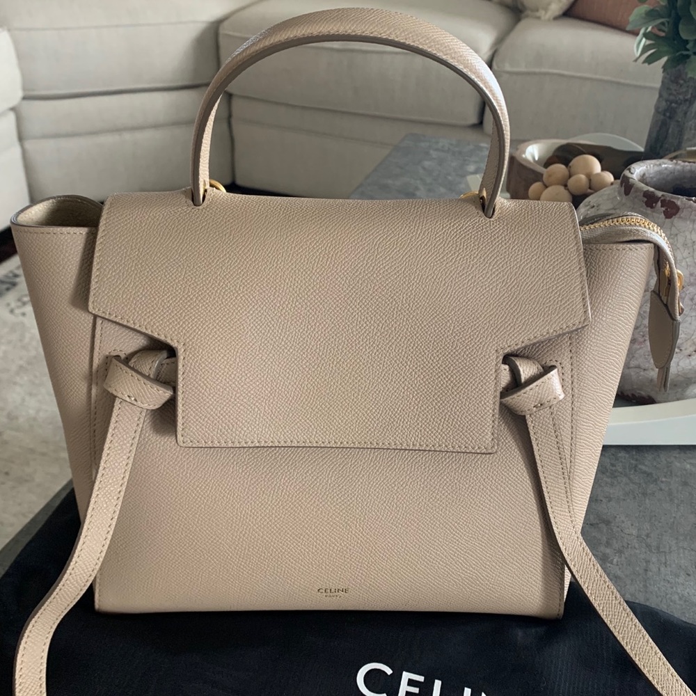 Celine Grained Micro Belt Bag in Taupe